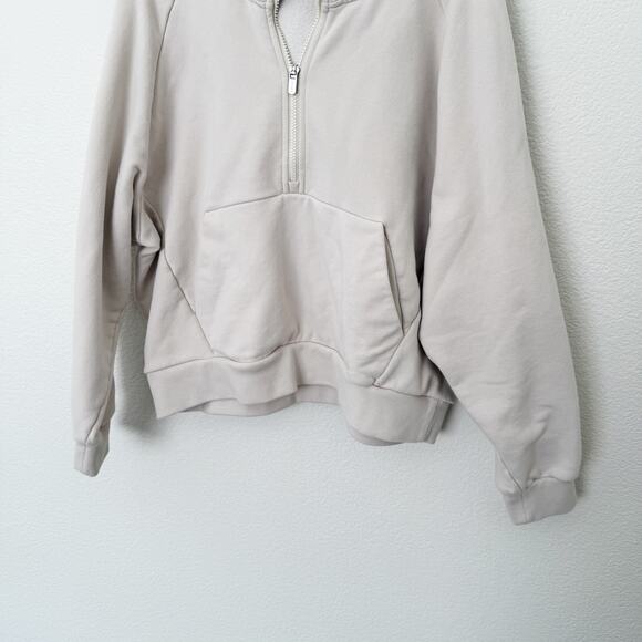 [Athleta] Bone Cream Forever Fleece 1/2 Zip Cropped Hoodie Long Sleeve Size XL - Picture 11 of 13